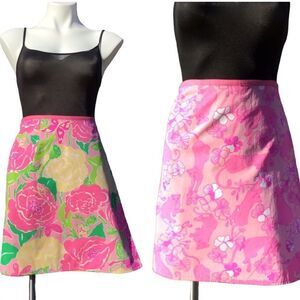 Lily Pulitzer Reversible Wrap Animal Print And Floral Skirt Size 6